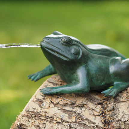 Bronzen beeld Groene kikker 9x16x20cm