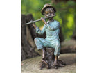 Bronzen beeld Jongen met fluit 23x14x10cm