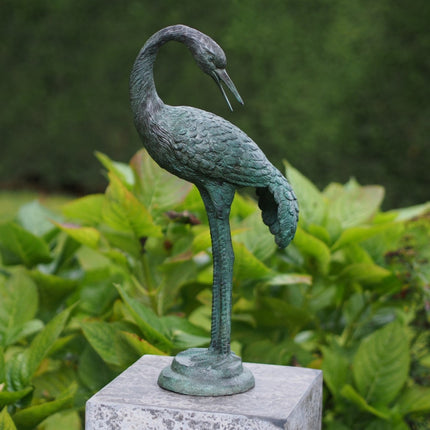 Bronzen beeld Kleine kraanvogel gebogen 47x13x23cm