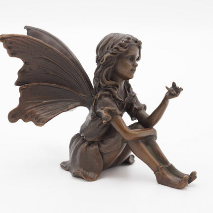 Bronzen beeld Zittend elfje 10x5x14cm
