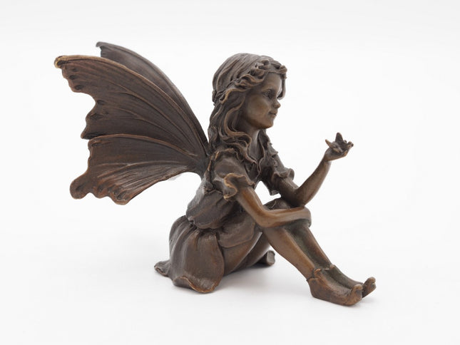 Bronzen beeld Zittend elfje 10x5x14cm