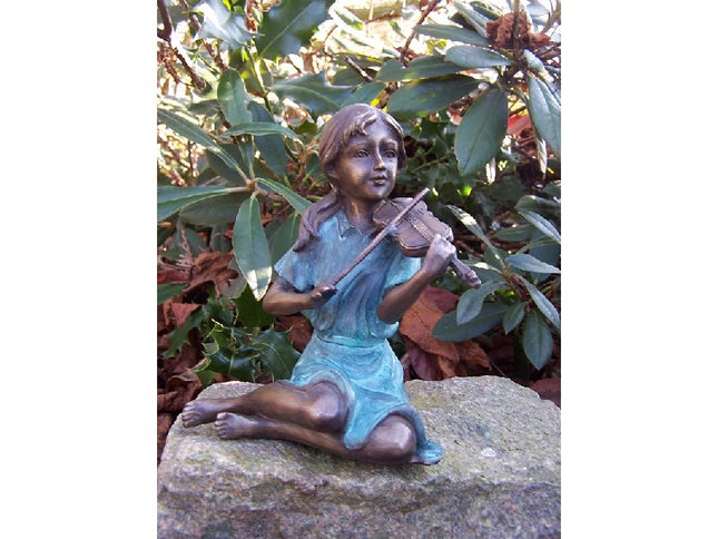 Bronzen beeld Vioolspeelster 15x9x12cm