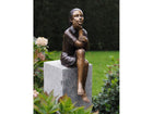 Bronzen beeld Denkend meisje 67x18x28cm