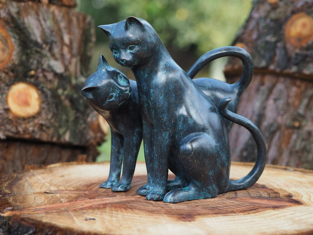 Bronzen beeld 2 Lieve poezen 30x20x33cm