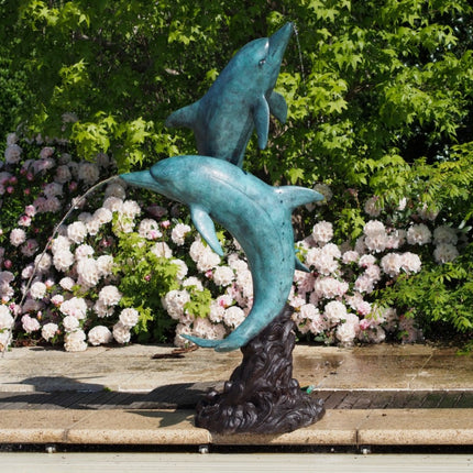 Bronzen beeld 2 Dolfijnen 160x50x90cm 48kg