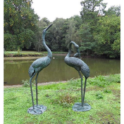 Bronzen beeld Kraanvogel fontein 1,83 m 183x51x61cm 20kg