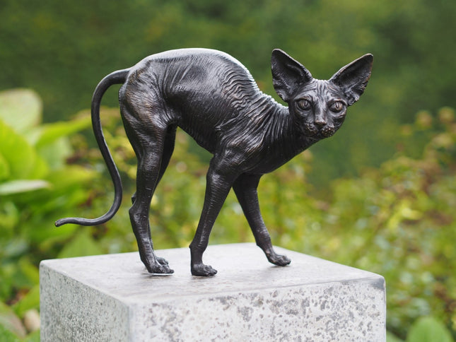 Bronzen beeld Staandekat 22x11x29cm