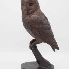 Bronzen beeld Uil op tak 43x13x16cm