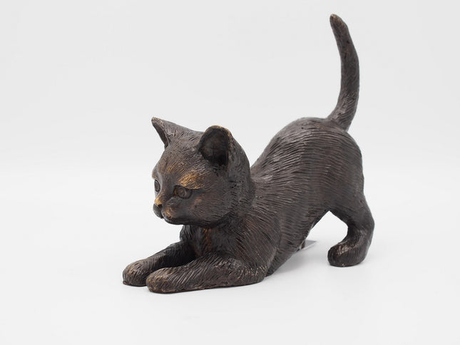 Bronzen beeld Liggende kat 16x7x18cm