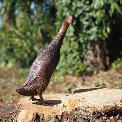 Bronzen beeld Eend kop naar beneden 28x21x58cm