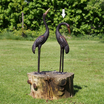 Bronzen beeld Kraanvogel omhoog 77x14x20cm