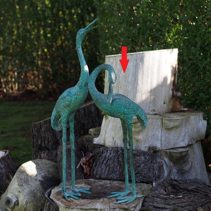 Bronzen beeld Kraanvogel kop omlaag 64x14x27cm