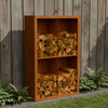 Cortenstalen houtopslag met 4 Vakken met achterwand 100x38,5x150 cm
