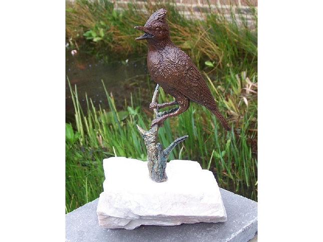 Bronzen beeld Vogel op tak 25x15x18cm
