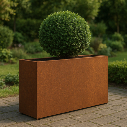 Geroba Artesa cortenstalen plantenbak rechthoek 150x30x80cm 57kg