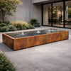 Langwerpige cortenstaal watertafel met fonteinen 300x120x40cm 251kg