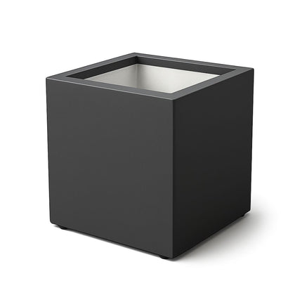 GARDRA Polyester planter 60x60x60 cm with wheels - Black-grey (RAL 7021)
