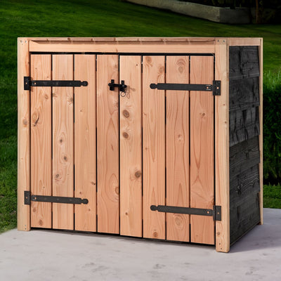 Douglasienholz-Mülltonnenbox Schwarz 2x 240 liter 134x88x119cm