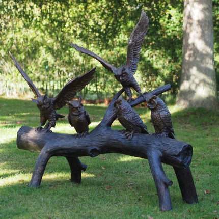 Bronzen beeld Uilen op boomstronk 140x50x150cm 65kg