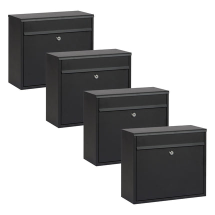Practo Garden Brievenbussen Calgary mat zwart  | Set van 4 stuks