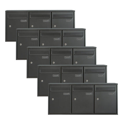 Practo Garden brievenbusunit 3 delig muurbevestiging | Set van 5 stuks