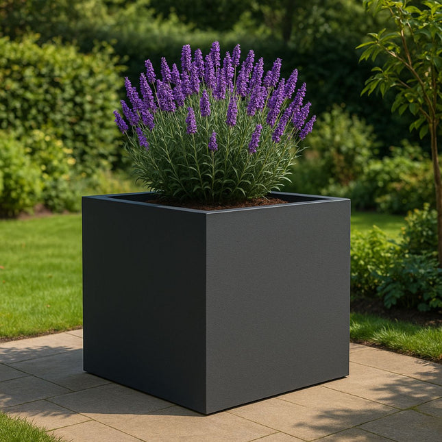 Polyester plantenbak 140x140x140 cm - Zwartgrijs (RAL 7021)