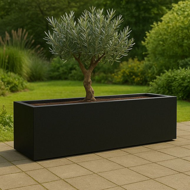 Polyester plantenbak 150x40x40 cm - Gitzwart (RAL 9005)