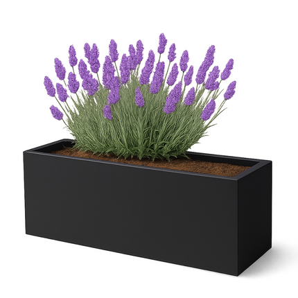 Polyester plantenbak 120x40x40 cm - Gitzwart (RAL 9005)