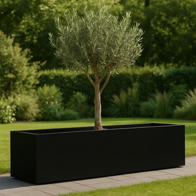 Polyester plantenbak 230x50x40 cm - Gitzwart (RAL 9005)