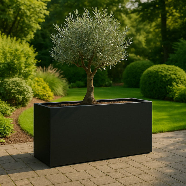 Polyester plantenbak 150x25x80 cm - Gitzwart (RAL 9005)