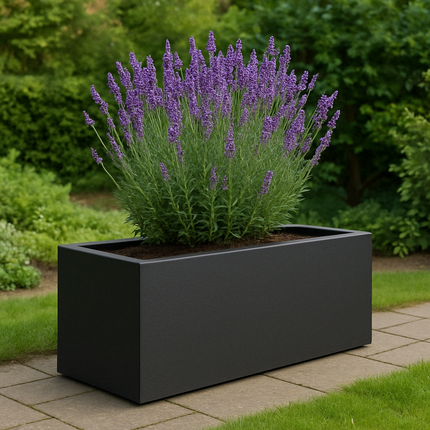 Polyester plantenbak 120x40x40 cm - Zwartgrijs