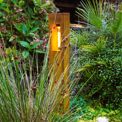 Staande buitenlamp cortenstaal 8x15x80cm (DxBxH)