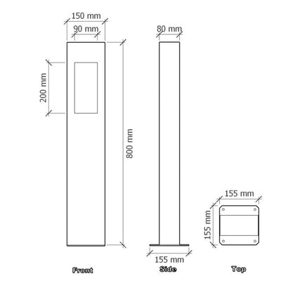 Staande buitenlamp cortenstaal 8x15x80cm (DxBxH)