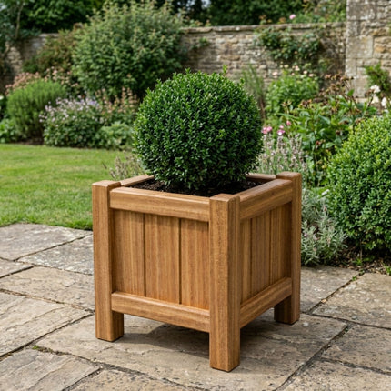 Vierkante Hardhouten plantenbak met poten 50x50x50 cm