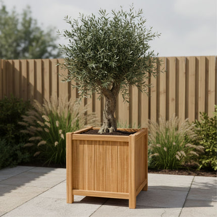 Vierkante Hardhouten plantenbak met poten 80x80x80 cm