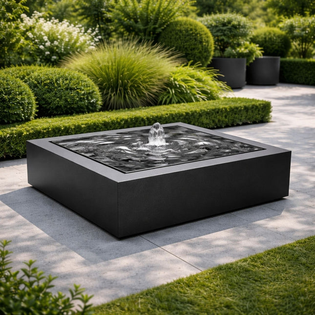 Vierkante aluminium watertafel met fontein 120x120x40cm 50kg