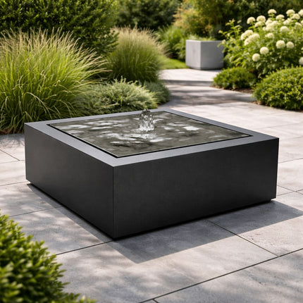 Vierkante aluminium watertafel met fontein 80x80x40cm 26kg