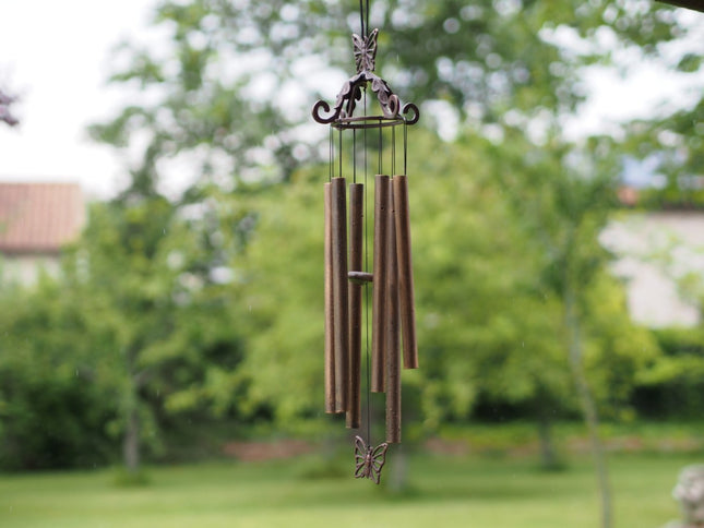 Bronzen Windgong 70 cm, met vlinder  60x17x17cm