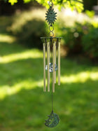 Bronzen beeld Windgong met zon en maan 55x10x10cm