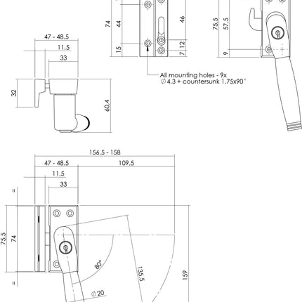 Intersteel Raamsluiting afsluitbaar SKG* rechts Ton 222 chroom/ebbenhout - Doika - Raamsluitingen - Intersteel - 8714186130650 - 0016.661651A