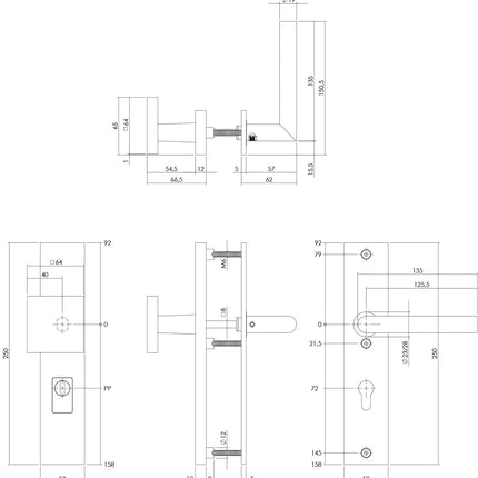 Intersteel Veiligheidsbeslag kerntrekbeveiliging profielcilindergat rechthoekig mat zwart 72 mm voordeurbeslag - Doika - Voordeurbeslag op schild - Intersteel - 8714186428313 - 0023.396236Z