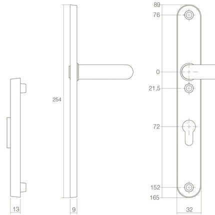 Intersteel Veiligheidsbeslag SKG*** met kerntrekbeveiliging profielcilindergat 72 mm ovaal voordeurbeslag rvs geborsteld - Doika - Voordeurbeslag op schild - Intersteel - 8714186351222 - 35,398,336