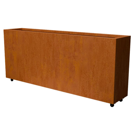 Langwerpige cortenstalen plantenbak met wielen 200x40x80 cm - Doika - Plantenbak - Geroba -  - ArtesaWH31