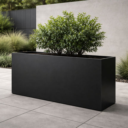 Langwerpige aluminium plantenbak 150x30x80 cm - Gitzwart (RAL 9005)