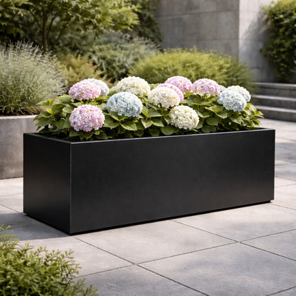 Langwerpige aluminium plantenbak 120x50x60 cm - Gitzwart (RAL 9005)