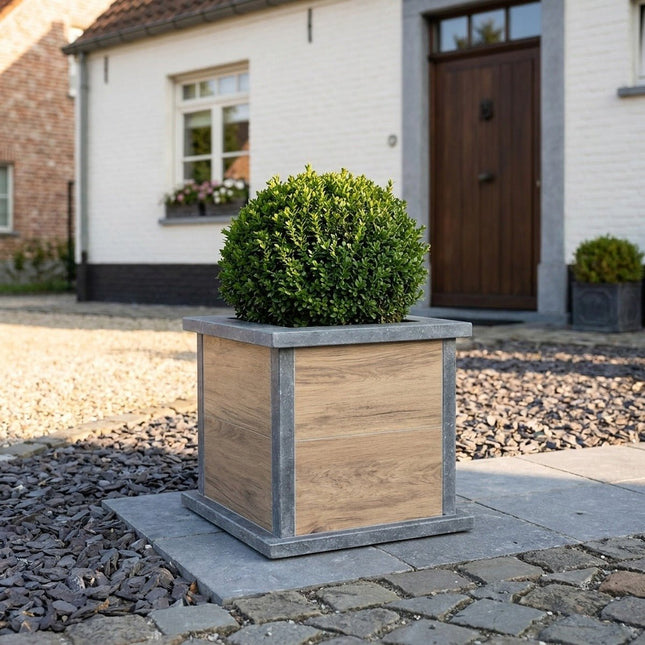 Vierkante arduinen plantenbak Classic Woodlook 46x46x46 cm - Doika - Plantenbak - VASP - 5420024207073 - Square classic woodlook 46x46x46 (2 cm)