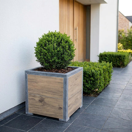 Vierkante arduinen plantenbak Modern Woodlook 40x40x42 cm - Doika - Plantenbak - VASP - 5420024207042 - Square modern woodlook 40x40x42 (2 cm)
