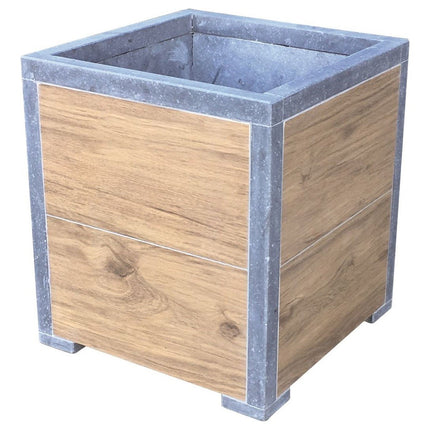 Vierkante arduinen plantenbak Modern Woodlook 40x40x42 cm - Doika - Plantenbak - VASP - 5420024207042 - Square modern woodlook 40x40x42 (2 cm)