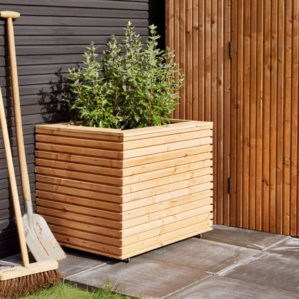 Vierkante houten plantenbak met wieltjes 60 x 80 x 60 cm - Doika - Plantenbak - Doika -  - P021684