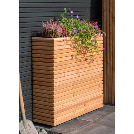 Vierkante houten plantenbak met wieltjes 90 x 30 x 102 cm - Doika - Plantenbak - Doika -  - P021685